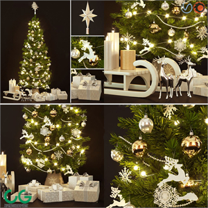 Modern Ornament Christmas Tree Ornament Combination 3d model